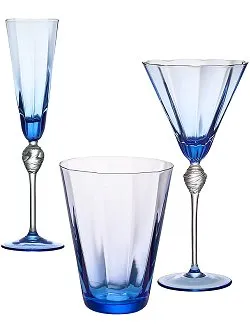 Aegean Blue Mouth-Blown Glass Sets