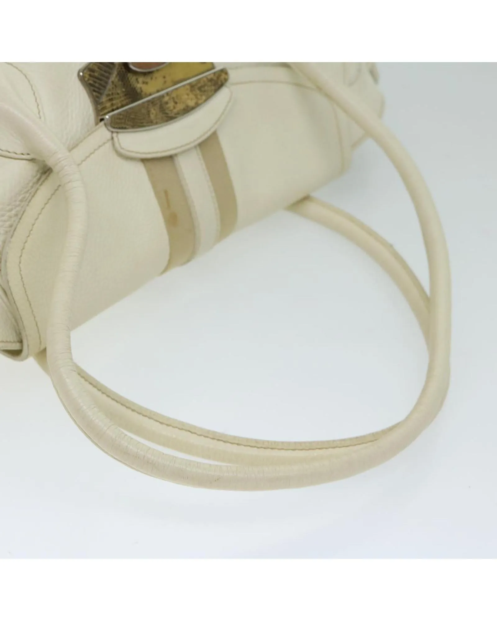 Authentic White Leather Shoulder Bag by Prada
