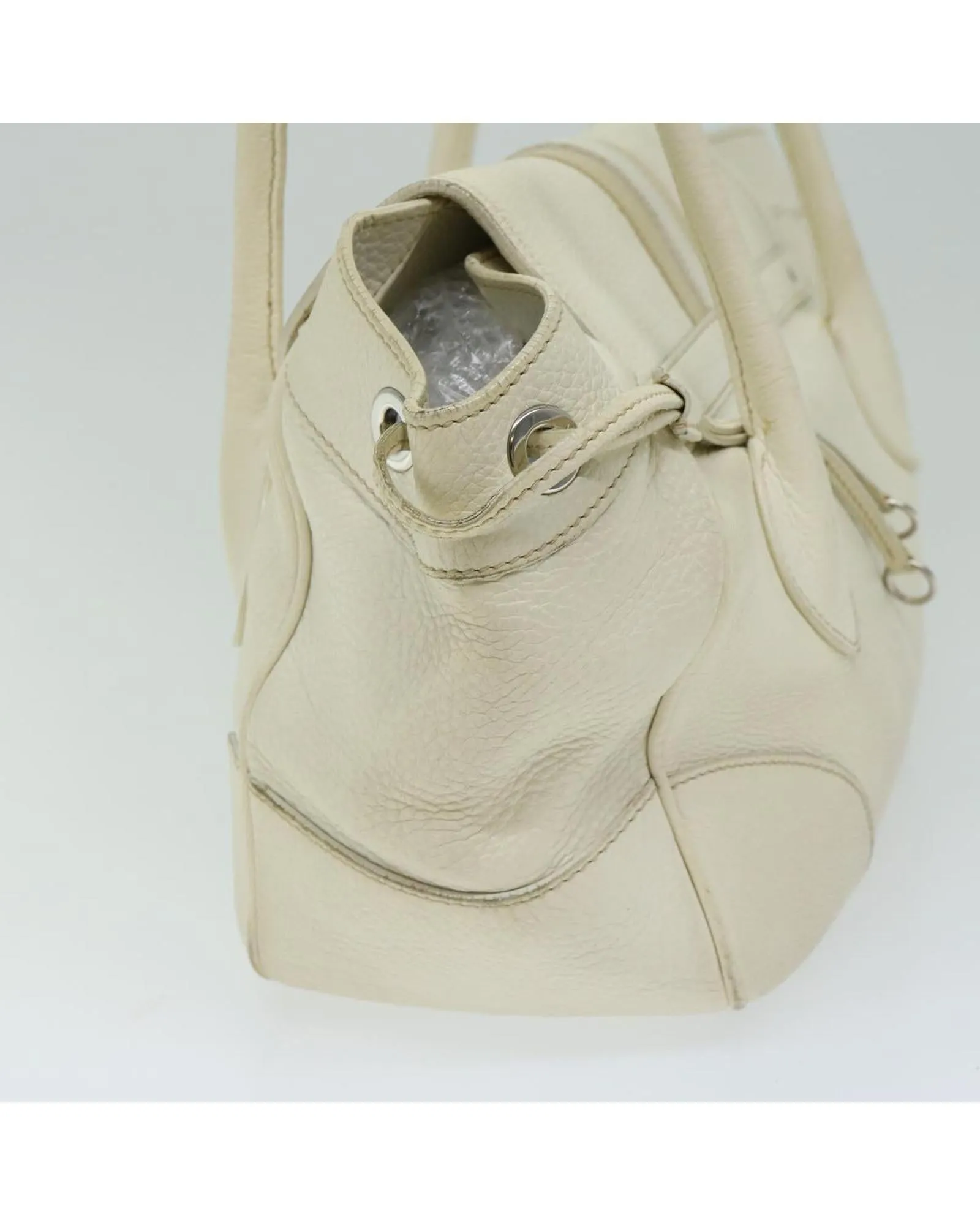 Authentic White Leather Shoulder Bag by Prada