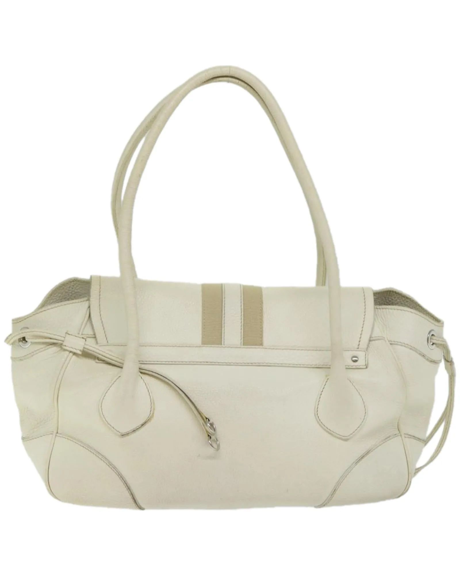 Authentic White Leather Shoulder Bag by Prada