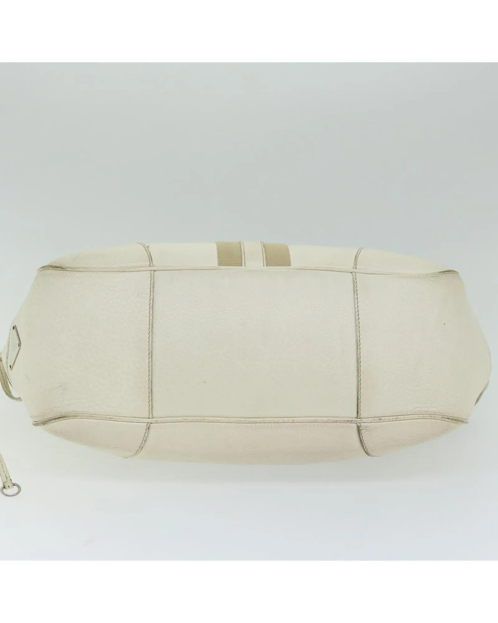 Authentic White Leather Shoulder Bag by Prada