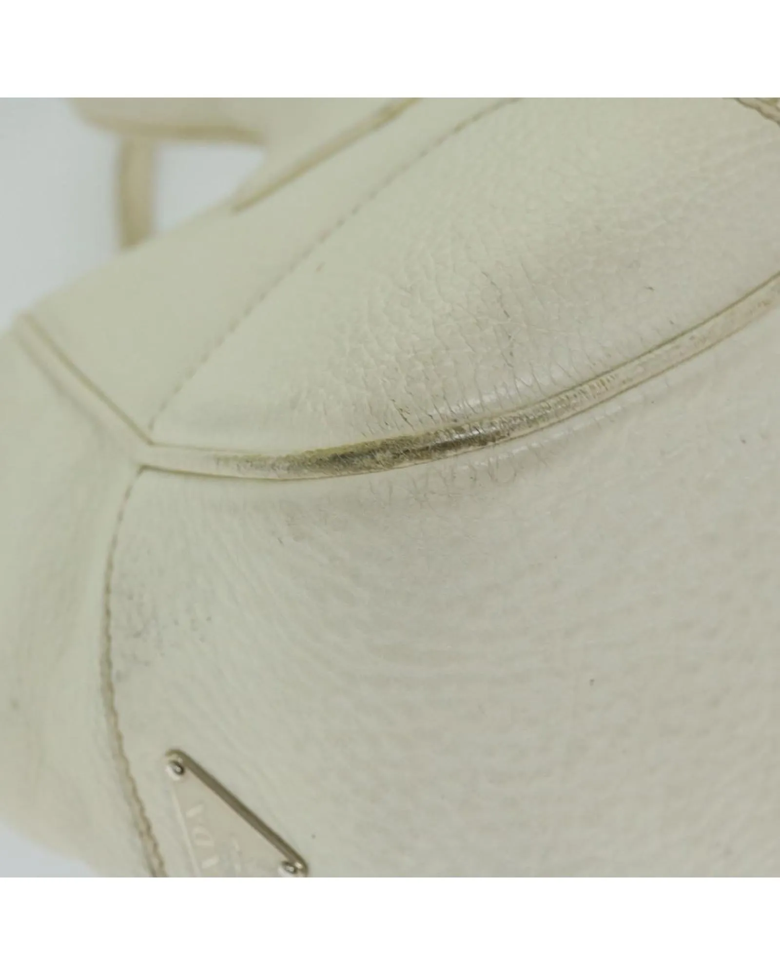 Authentic White Leather Shoulder Bag by Prada