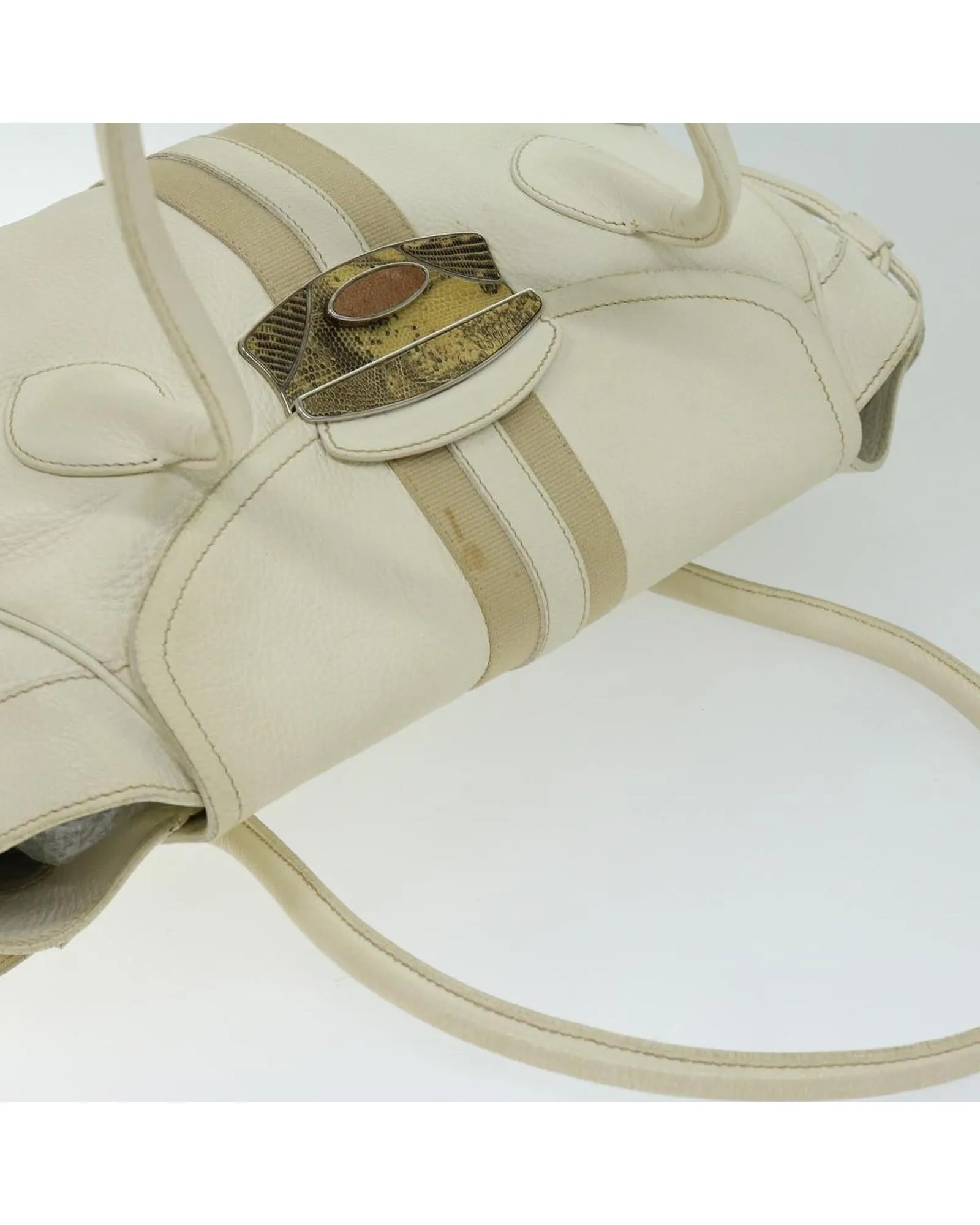 Authentic White Leather Shoulder Bag by Prada