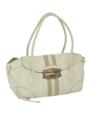 Authentic White Leather Shoulder Bag by Prada