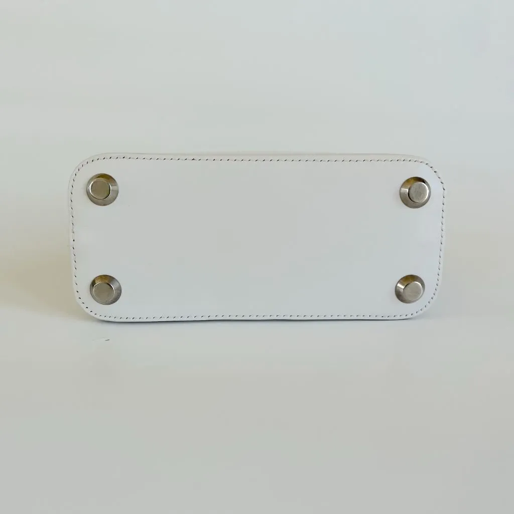 Balenciaga White Mini Ville Bag with Red Logo