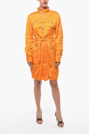 Bottega Veneta Fluid-satin Utility Dress with Waist Drawstring