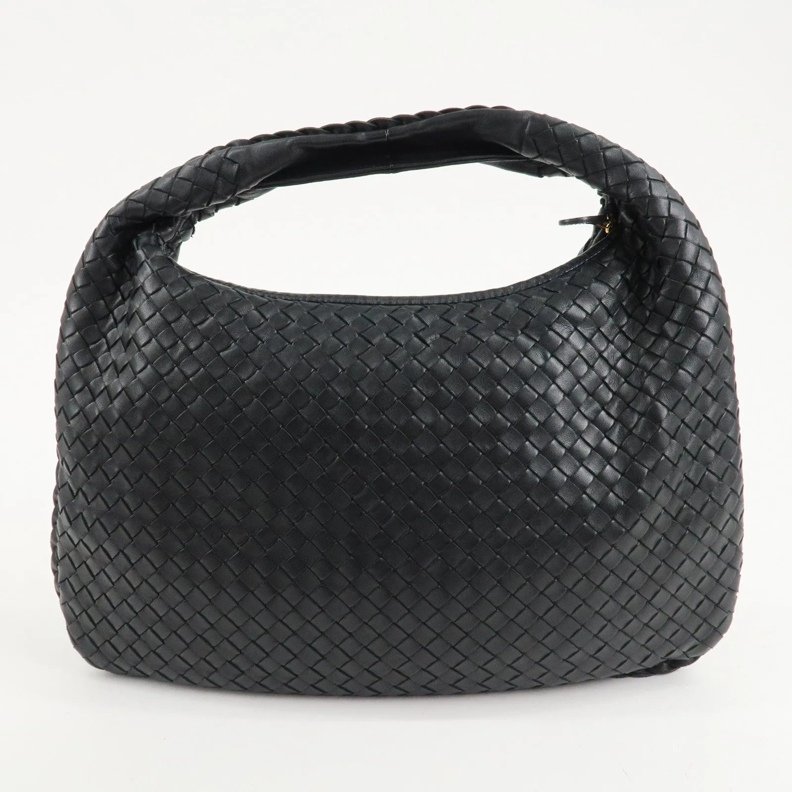BOTTEGA VENETA Hobo Intrecciato Leather Shoulder Bag Black 115653 Used