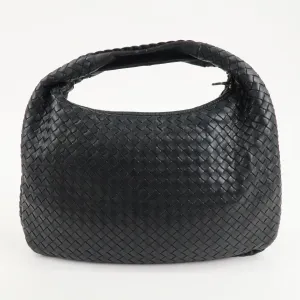 BOTTEGA VENETA Hobo Intrecciato Leather Shoulder Bag Black 115653 Used