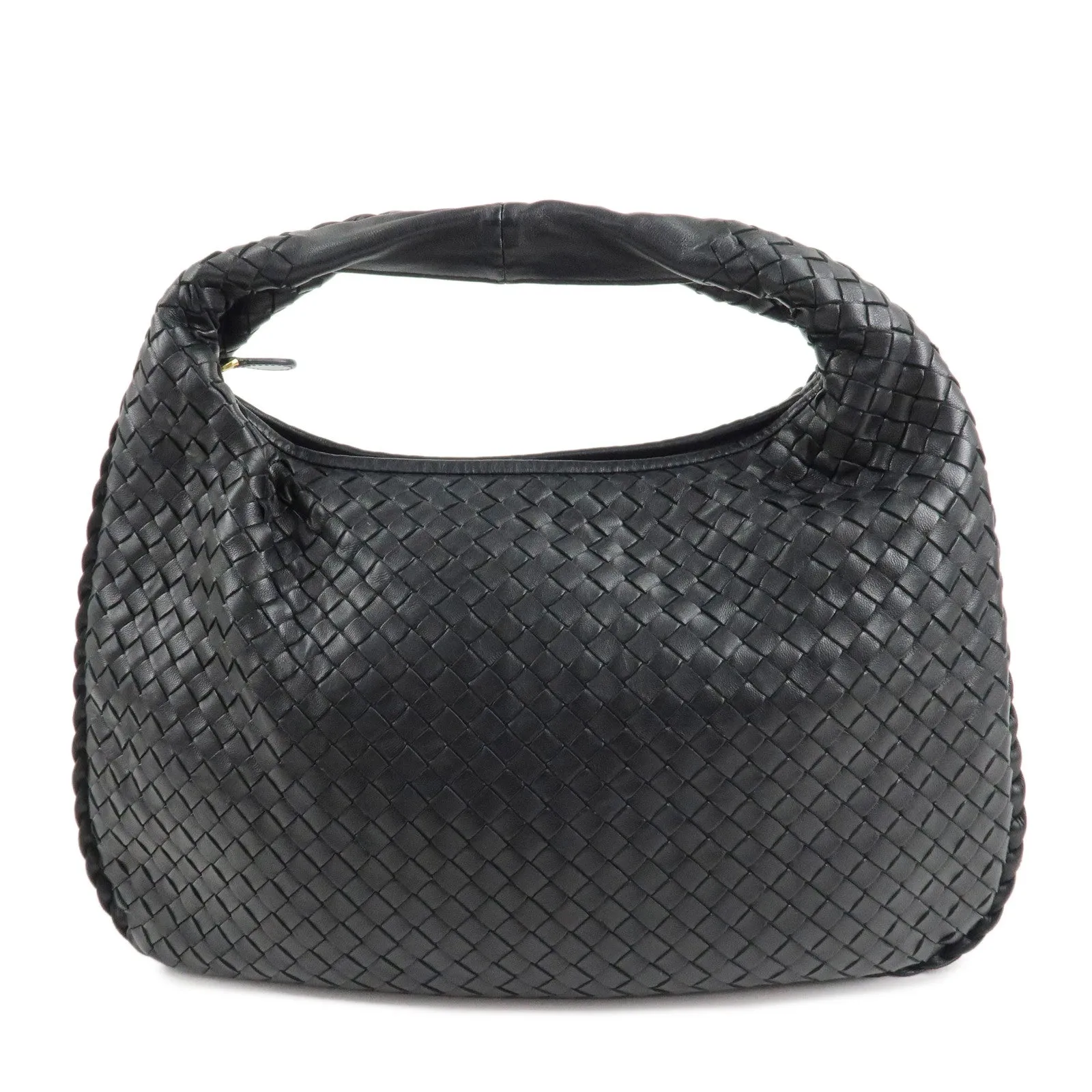 BOTTEGA VENETA Hobo Intrecciato Leather Shoulder Bag Black 115653 Used
