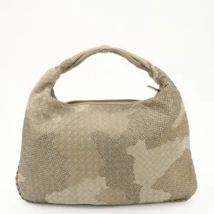 BOTTEGA VENETA Hobo Leather Shoulder Bag Beige Gray Black Used