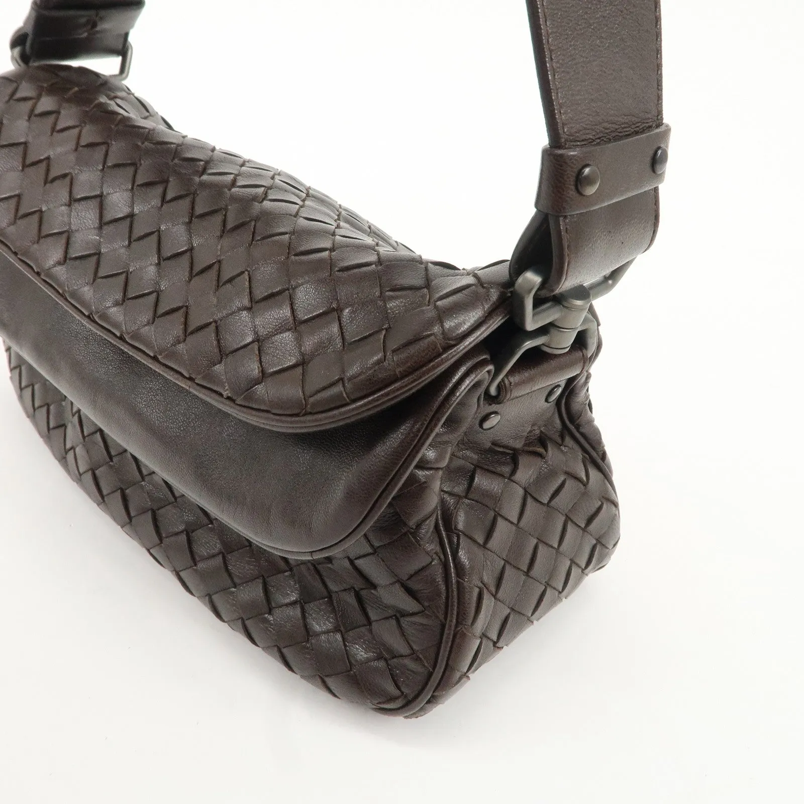 BOTTEGA VENETA Intrecciato Leather One-shoulder Bag Brown 142467 Used