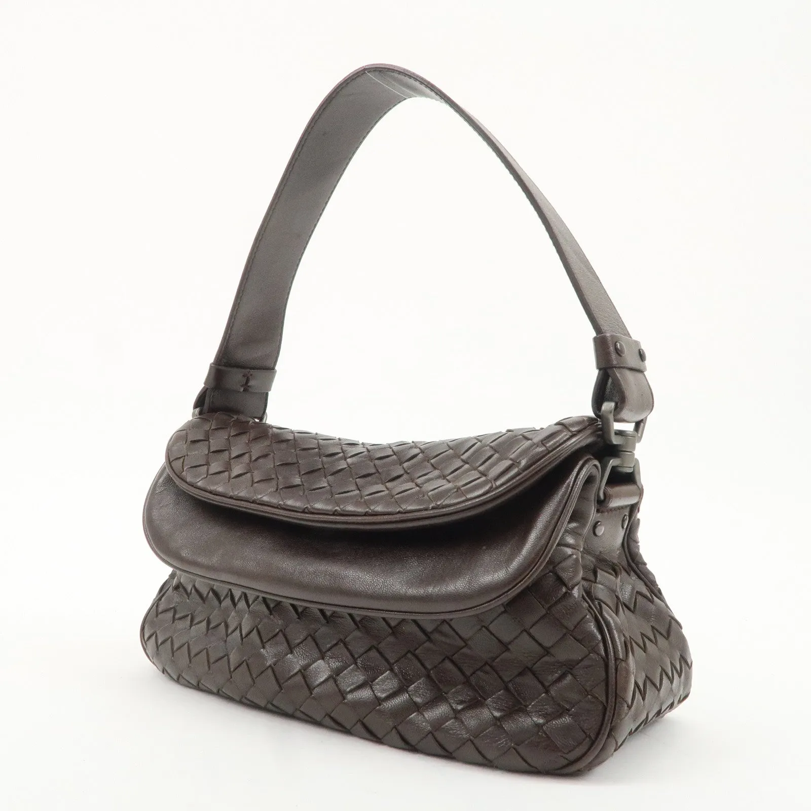 BOTTEGA VENETA Intrecciato Leather One-shoulder Bag Brown 142467 Used