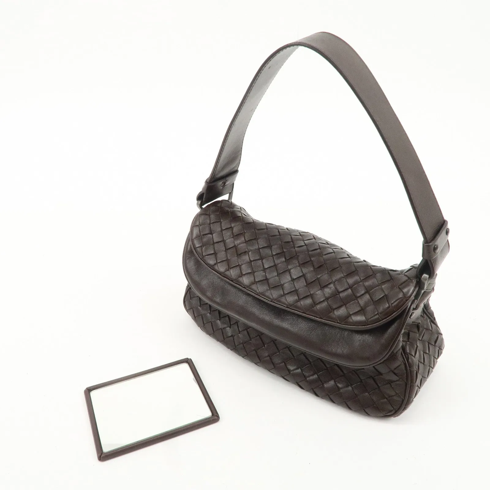 BOTTEGA VENETA Intrecciato Leather One-shoulder Bag Brown 142467 Used