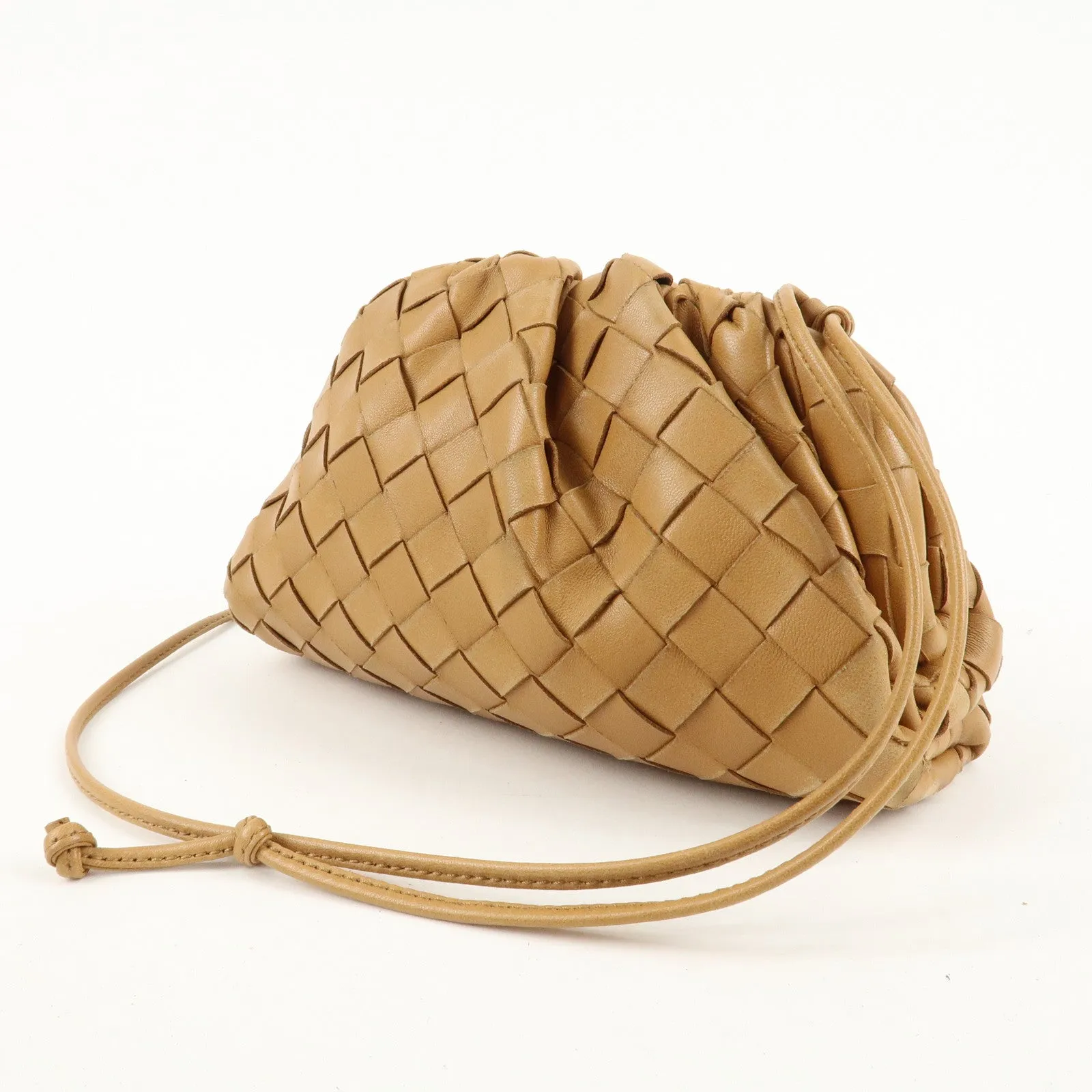 BOTTEGA VENETA Intrecciato Leather Small Shoulder Bag  Brown Used