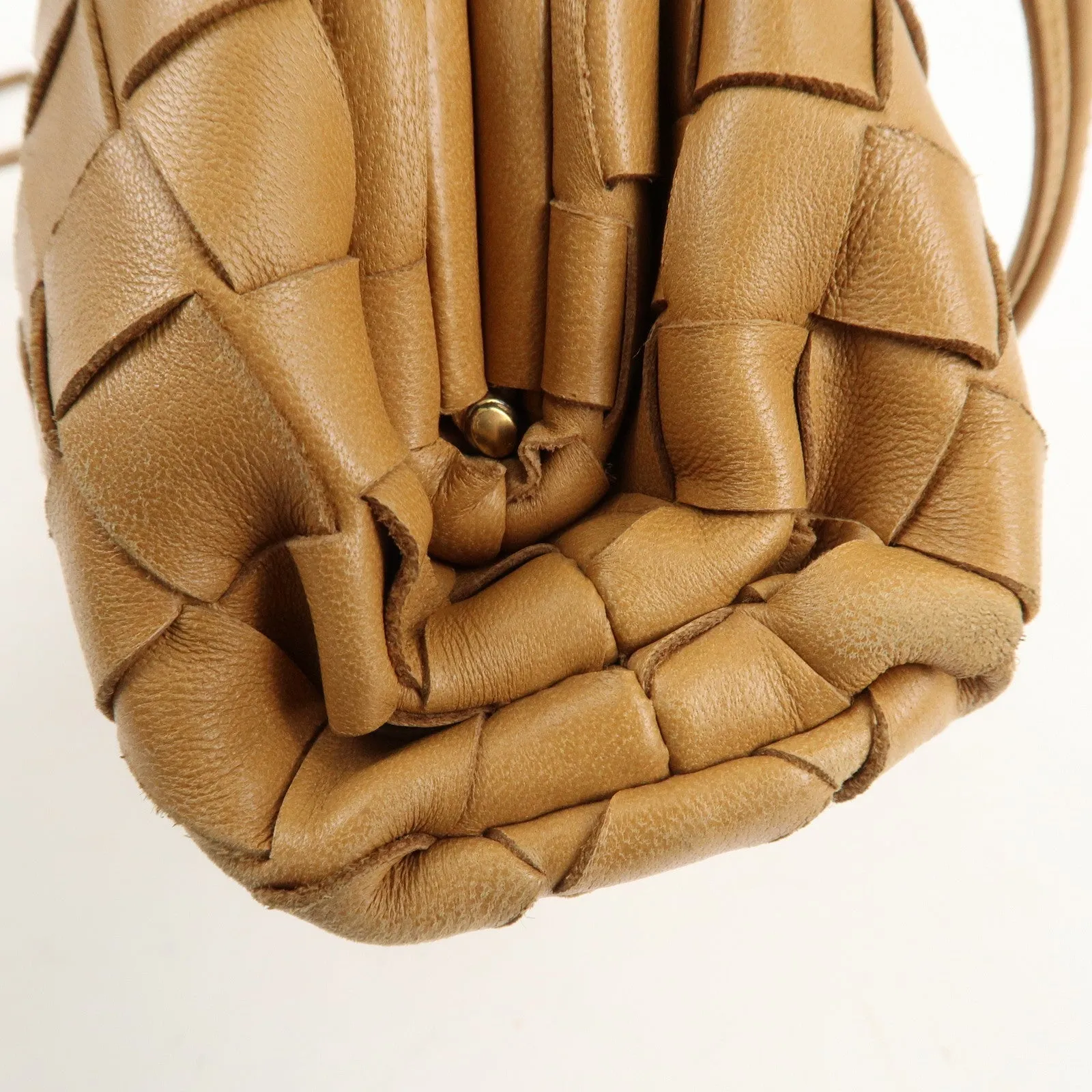 BOTTEGA VENETA Intrecciato Leather Small Shoulder Bag  Brown Used