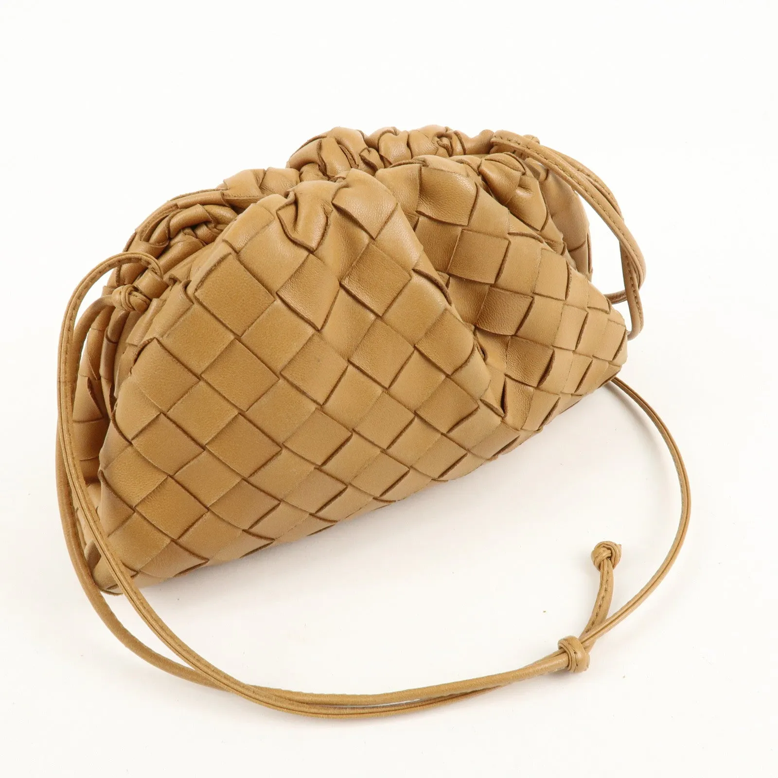 BOTTEGA VENETA Intrecciato Leather Small Shoulder Bag  Brown Used
