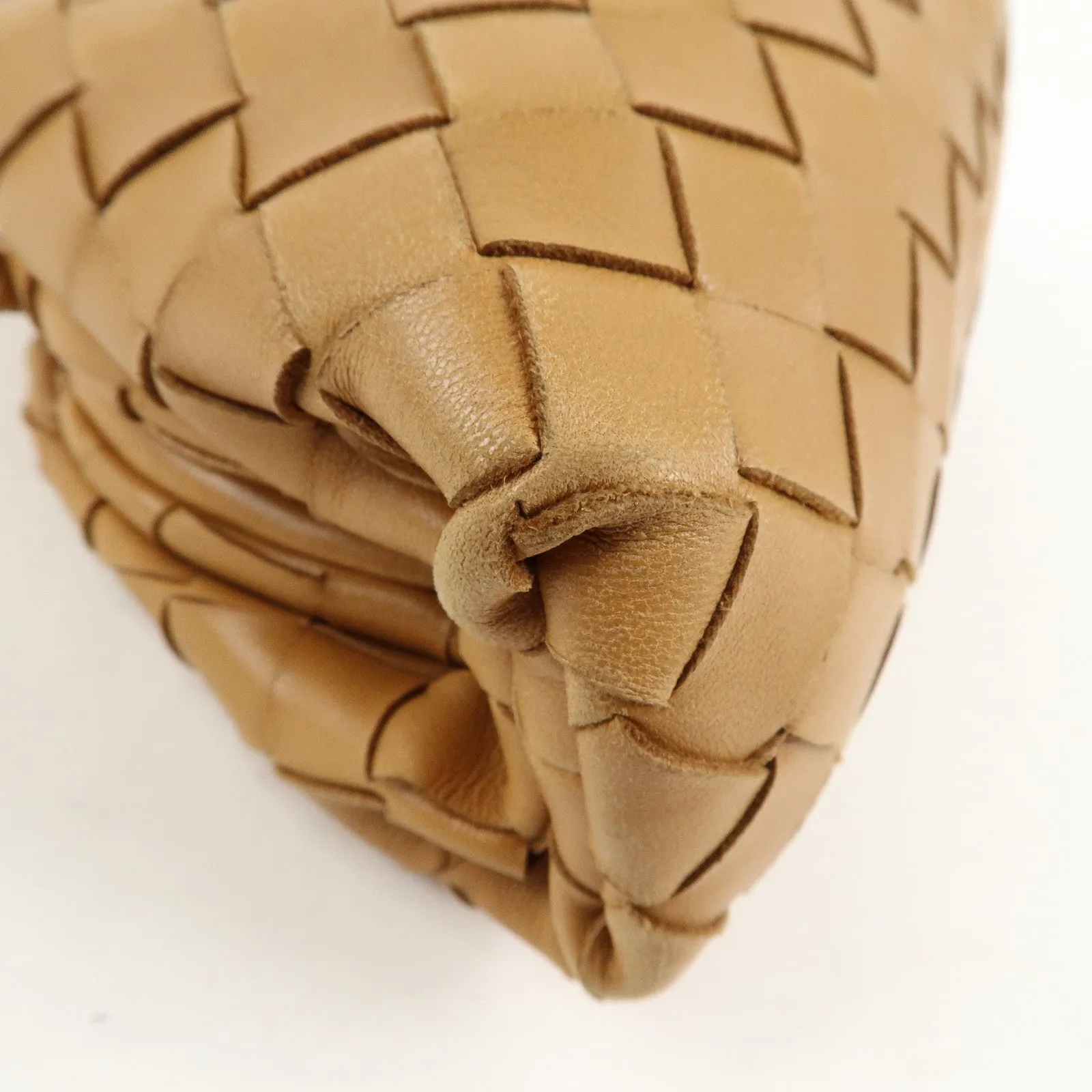 BOTTEGA VENETA Intrecciato Leather Small Shoulder Bag  Brown Used