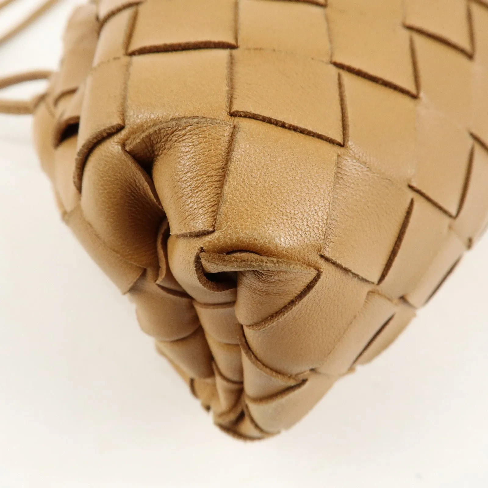 BOTTEGA VENETA Intrecciato Leather Small Shoulder Bag  Brown Used
