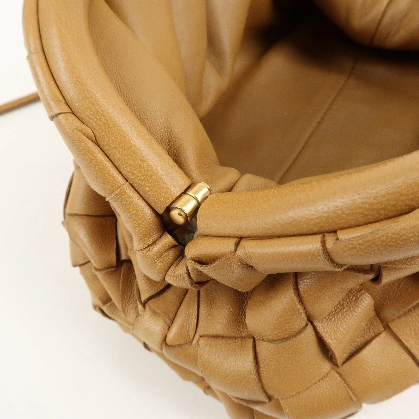 BOTTEGA VENETA Intrecciato Leather Small Shoulder Bag  Brown Used