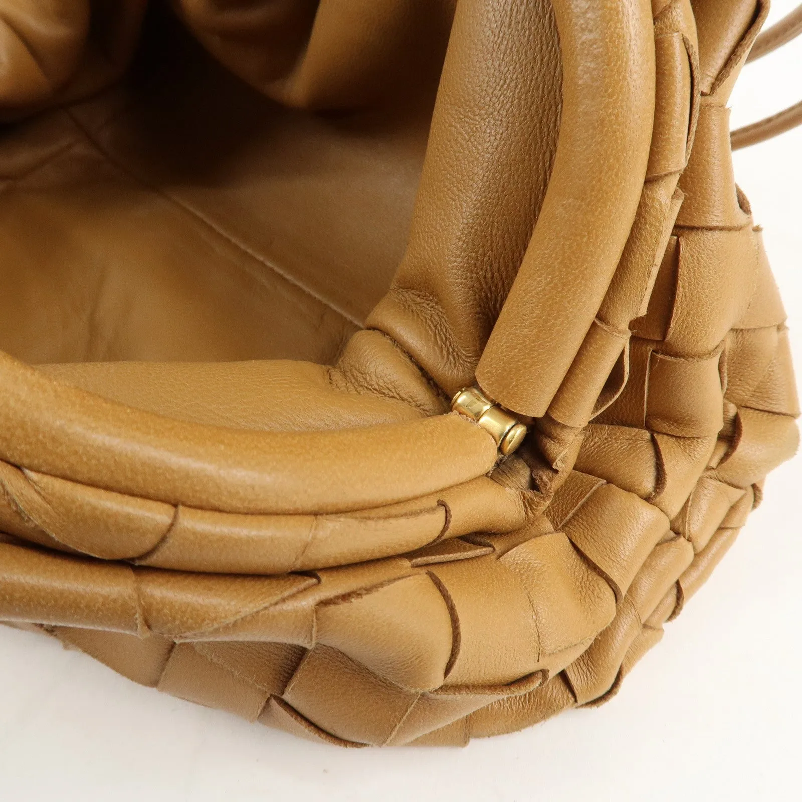 BOTTEGA VENETA Intrecciato Leather Small Shoulder Bag  Brown Used