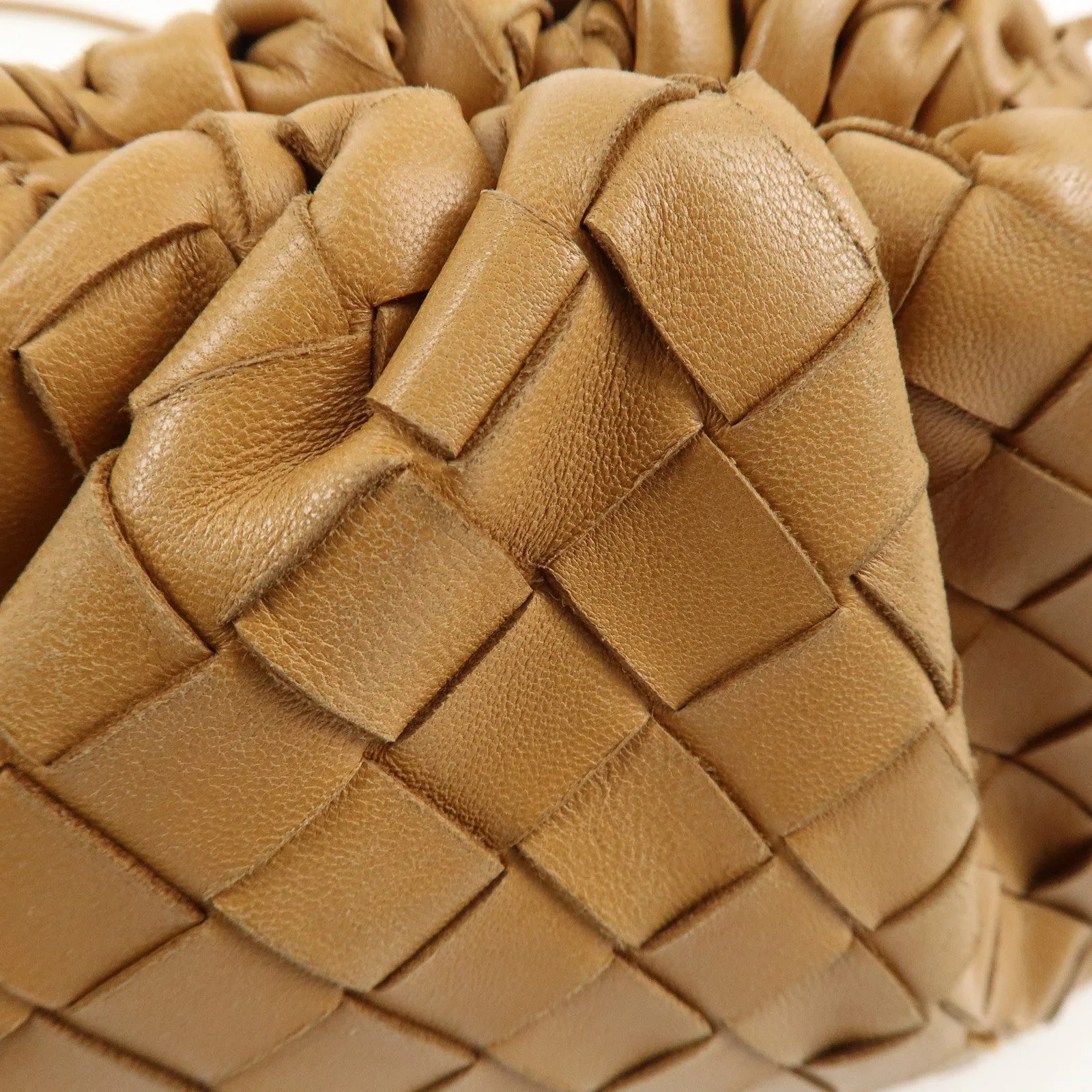 BOTTEGA VENETA Intrecciato Leather Small Shoulder Bag  Brown Used