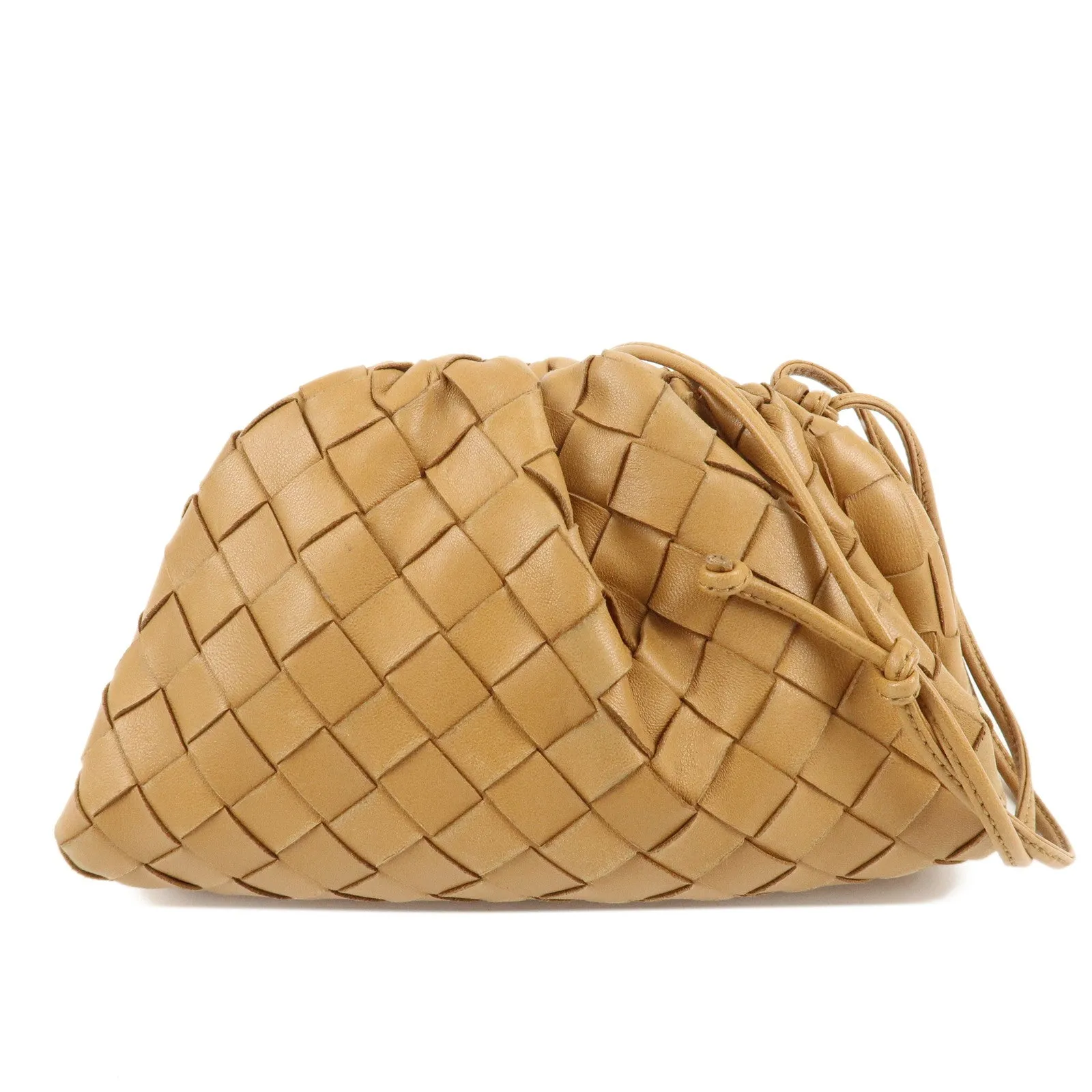 BOTTEGA VENETA Intrecciato Leather Small Shoulder Bag  Brown Used