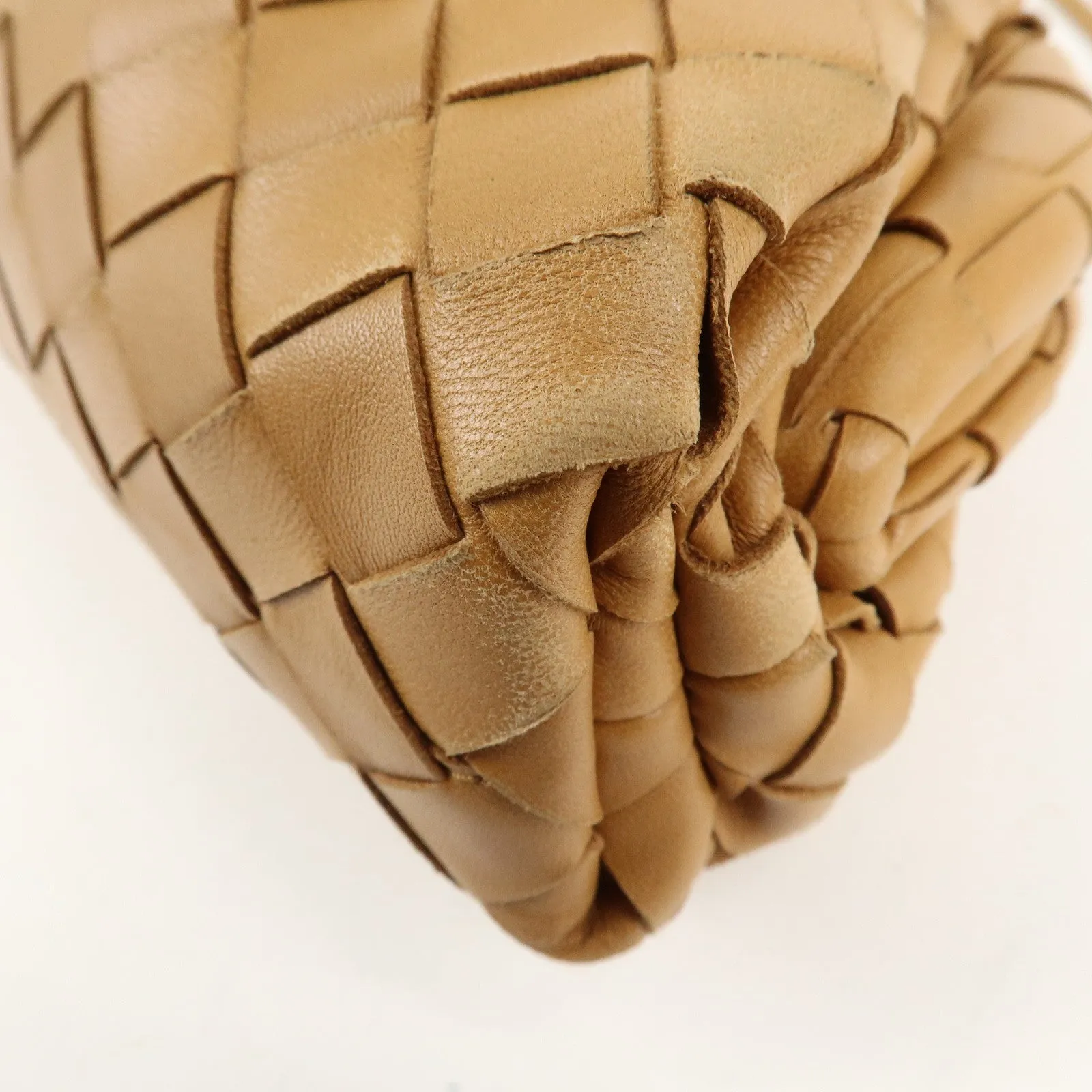 BOTTEGA VENETA Intrecciato Leather Small Shoulder Bag  Brown Used