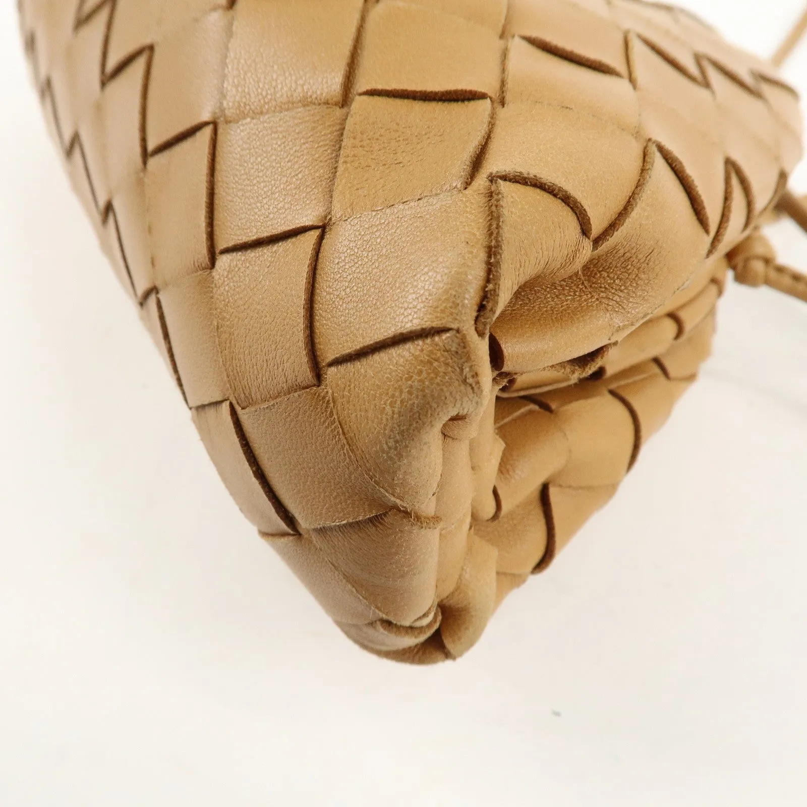 BOTTEGA VENETA Intrecciato Leather Small Shoulder Bag  Brown Used