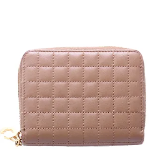 C Charm Zip Around Compact Wallet Quilted Leather