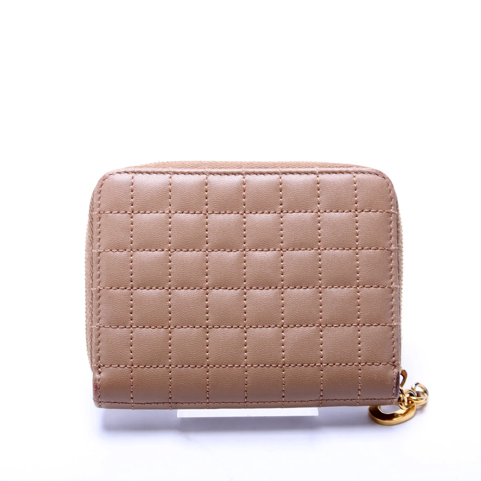 C Charm Zip Around Compact Wallet Quilted Leather