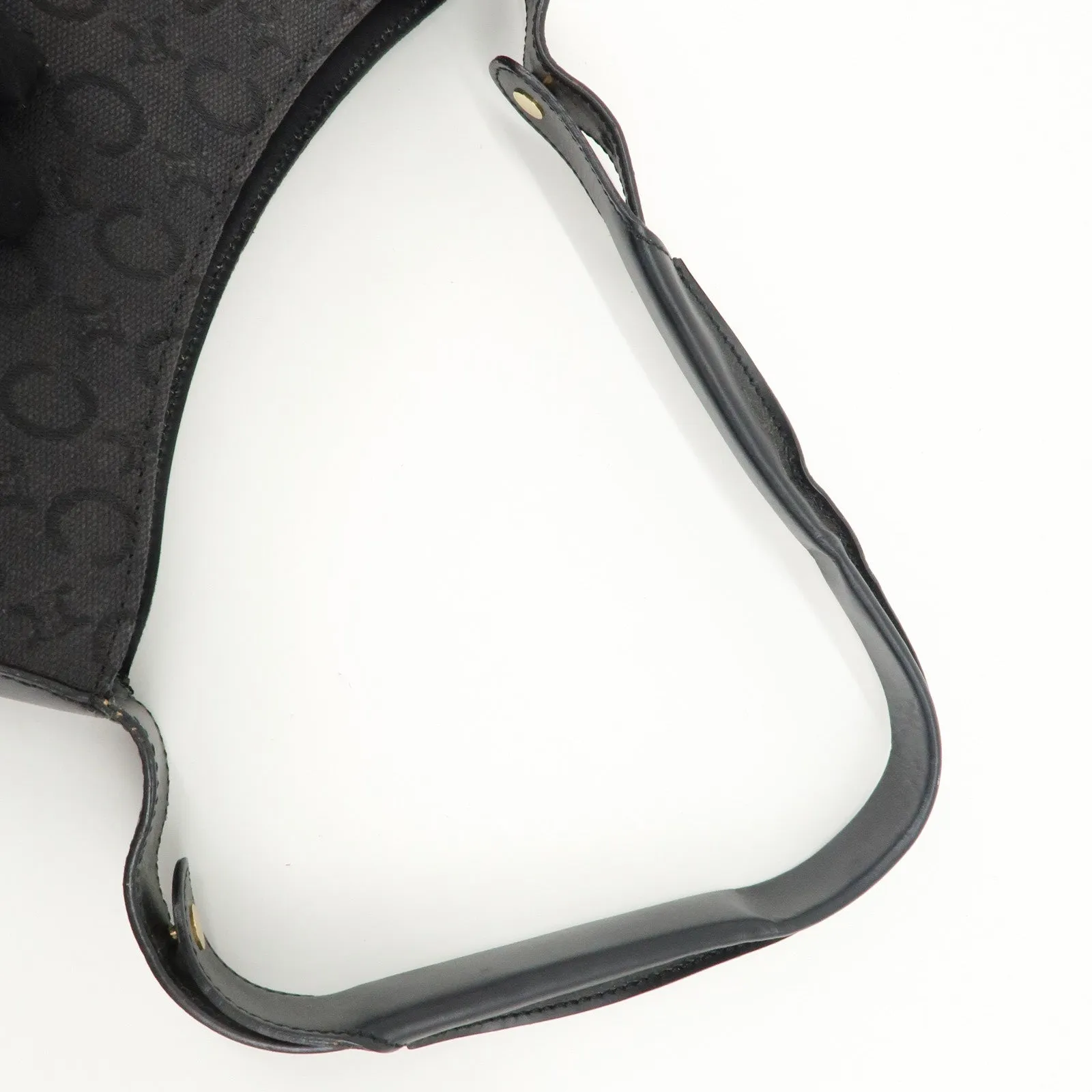 CELINE C Macadam Canvas Leather One Shoulder Bag Black Gold HDW Used