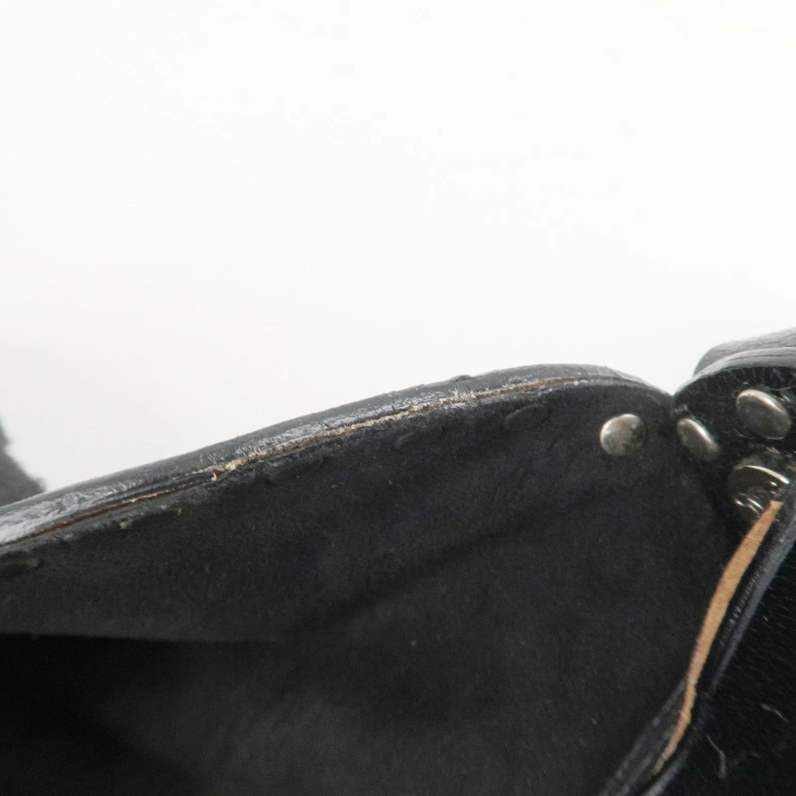 CELINE Leather Studs Shoulder Bag Hand Bag Black Silver HDW Used