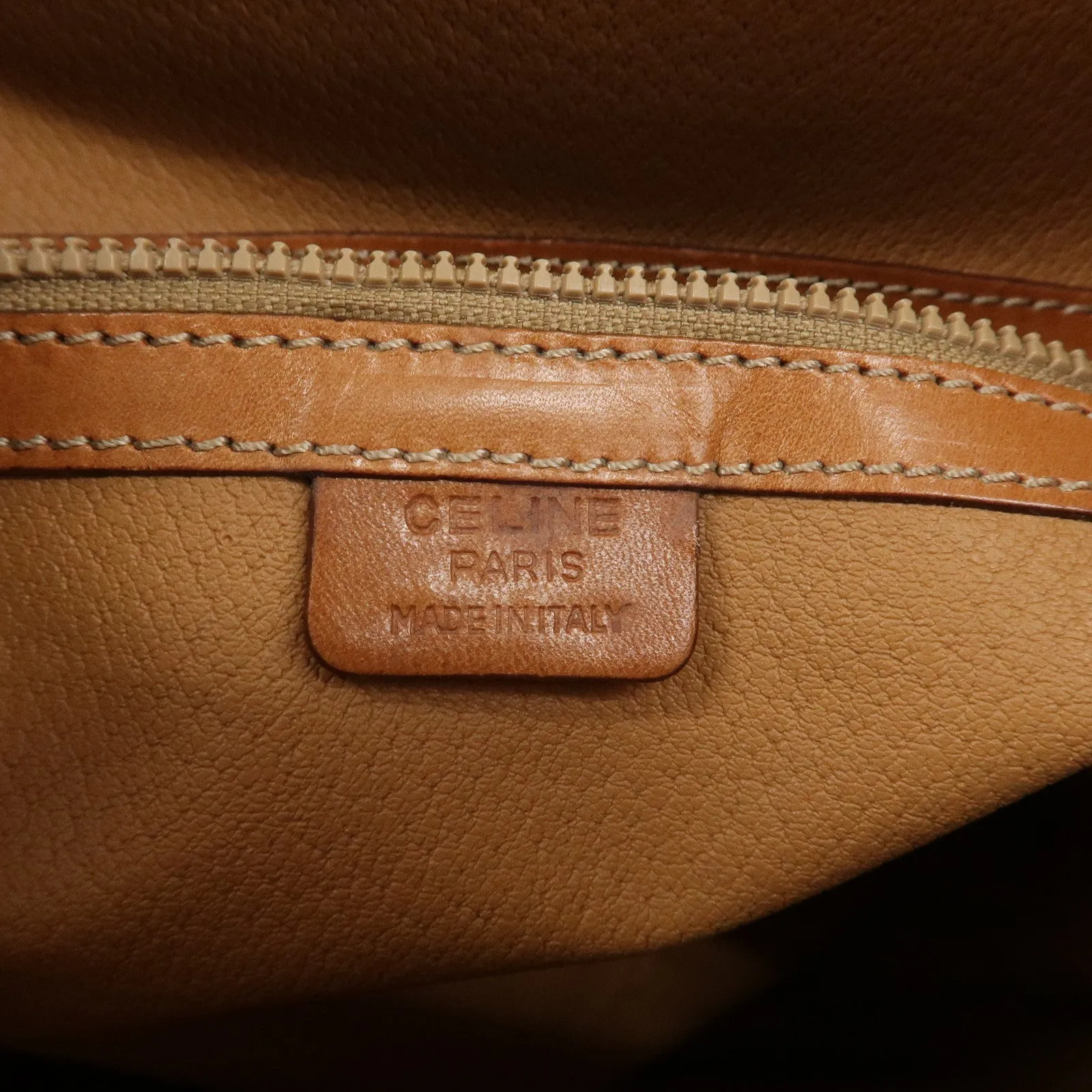 CELINE Macadam PVC Leather Drawstring Shoulder Bag Brown Used