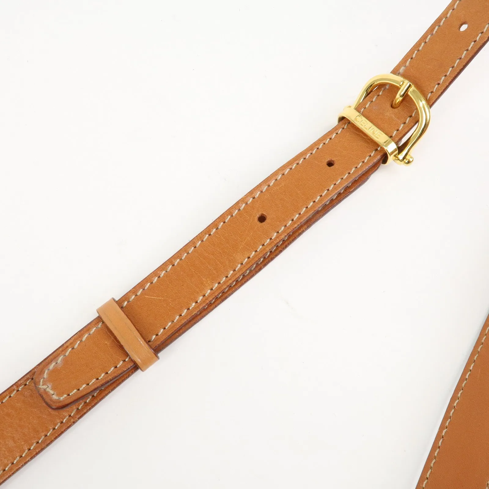 CELINE Macadam PVC Leather Drawstring Shoulder Bag Brown Used