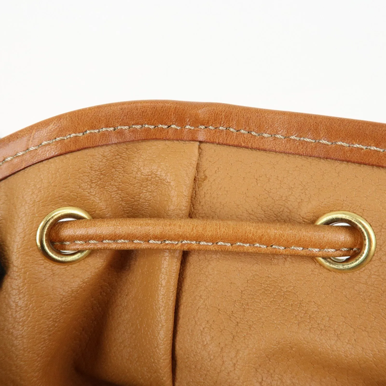 CELINE Macadam PVC Leather Drawstring Shoulder Bag Brown Used