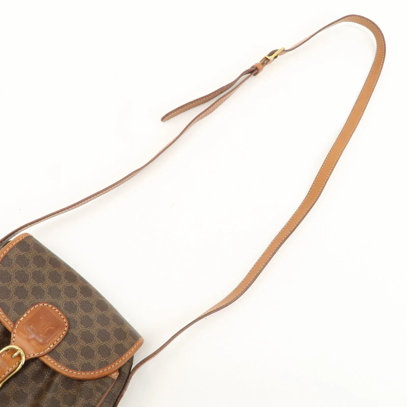 CELINE Macadam PVC Leather Shoulder Bag Brown Used