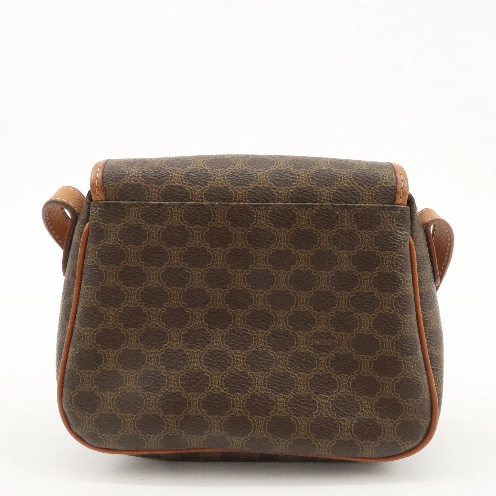 CELINE Macadam PVC Leather Shoulder Bag Brown Used