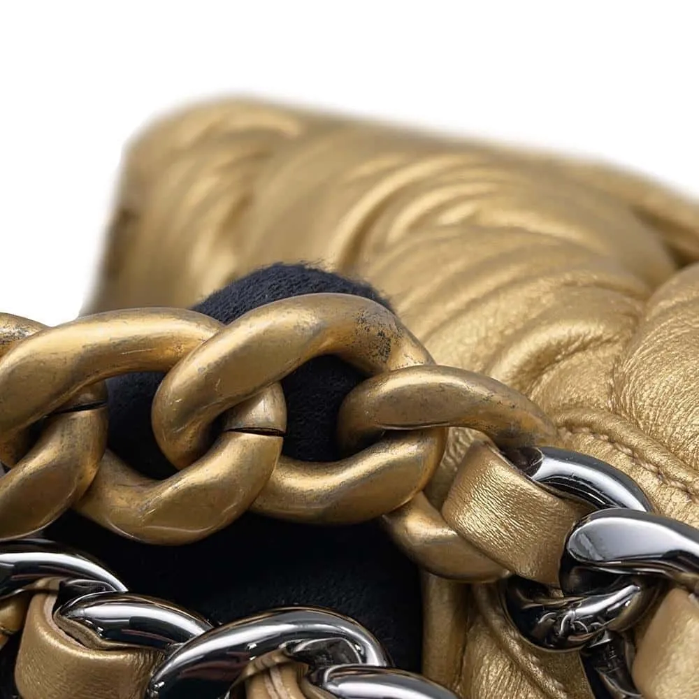 CHANEL 19 Chain Shoulder Bag Gold Leather