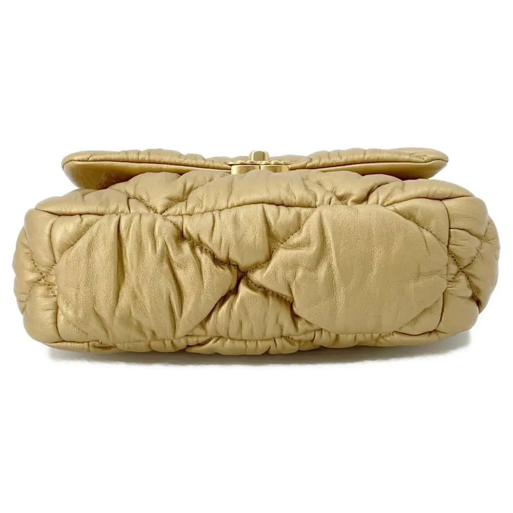 CHANEL 19 Chain Shoulder Bag Gold Leather