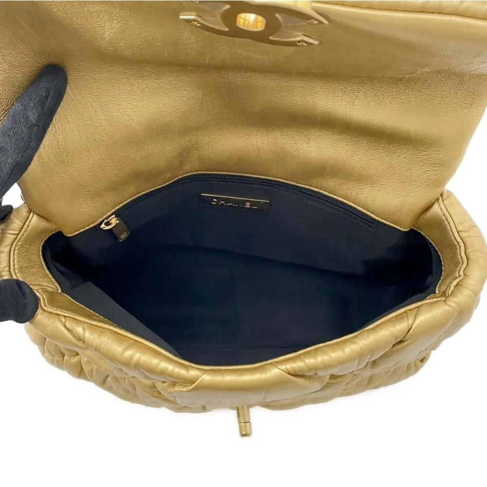 CHANEL 19 Chain Shoulder Bag Gold Leather