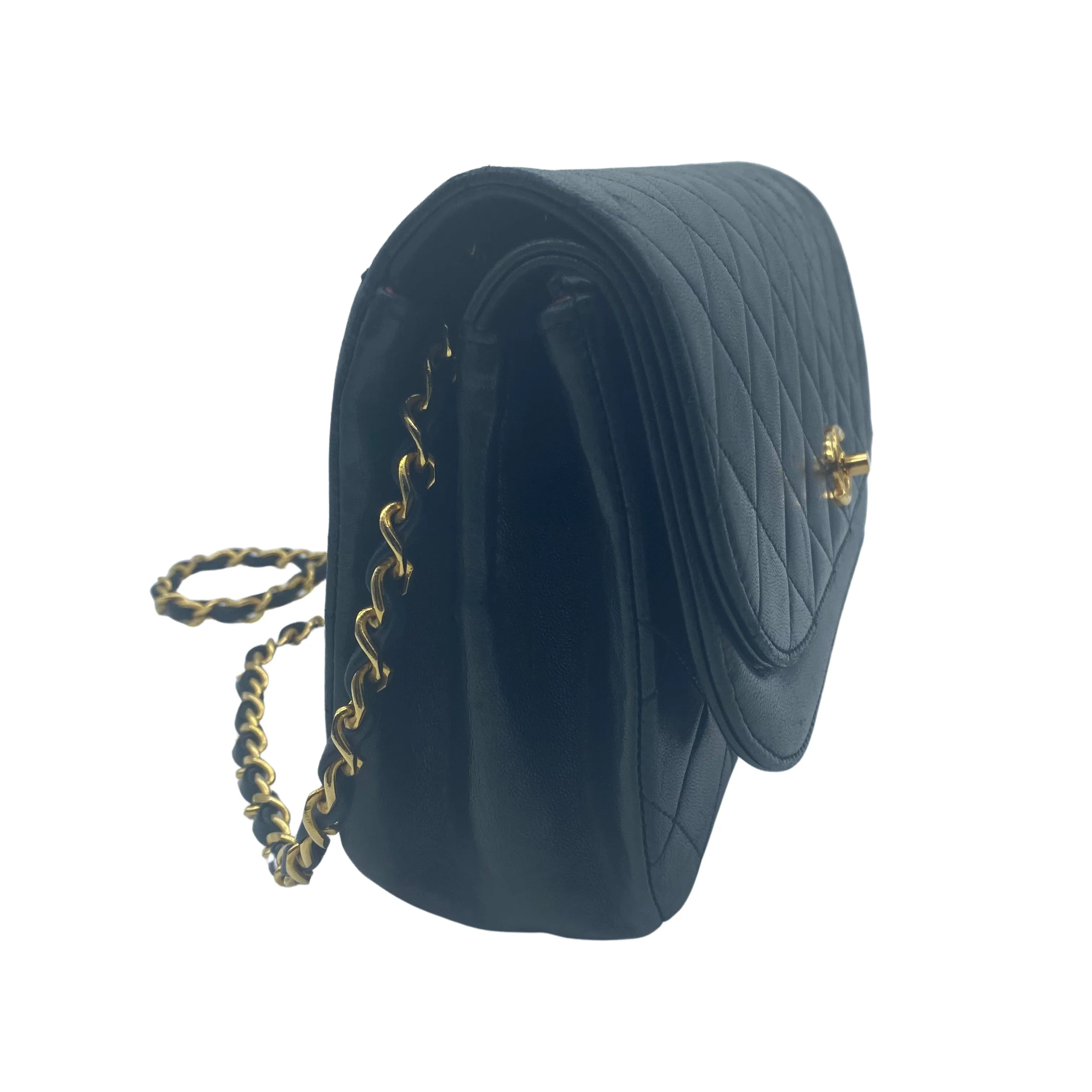 Chanel Black Leather Diana shoulder bag