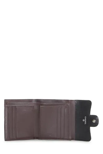 Chanel,  Black Quilted Lambskin Classic Flap Compact Wallet, Black