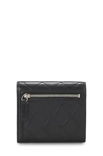 Chanel,  Black Quilted Lambskin Classic Flap Compact Wallet, Black