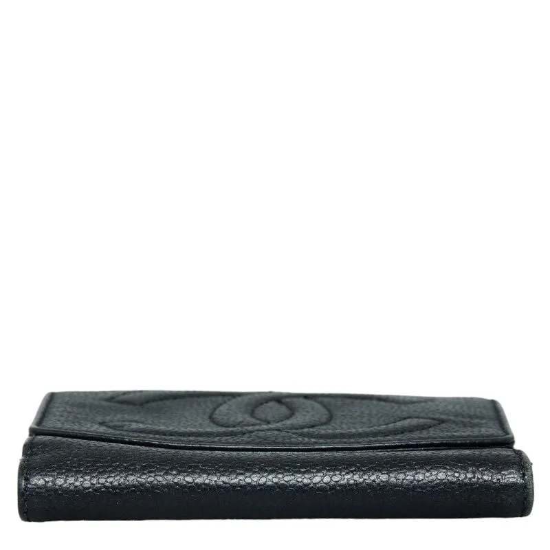 Chanel Coco Double Fed Wallet Compact Wallet Black Leather  Chanel