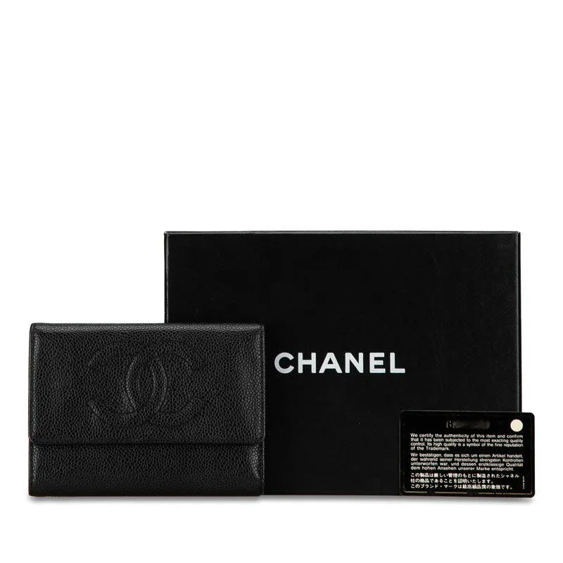 Chanel Coco Mark Compact Trifold Wallet Leather Short Wallet A13226 in Good condition