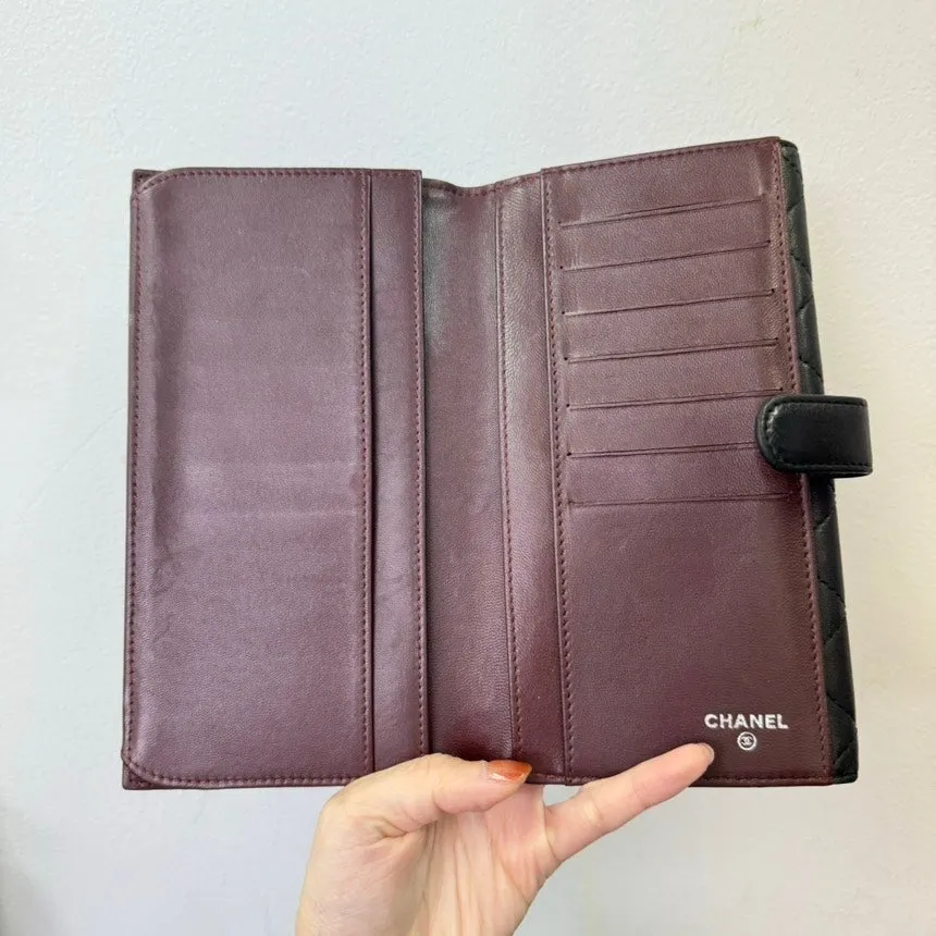 Chanel Lambskin Quilted Black Long Wallet