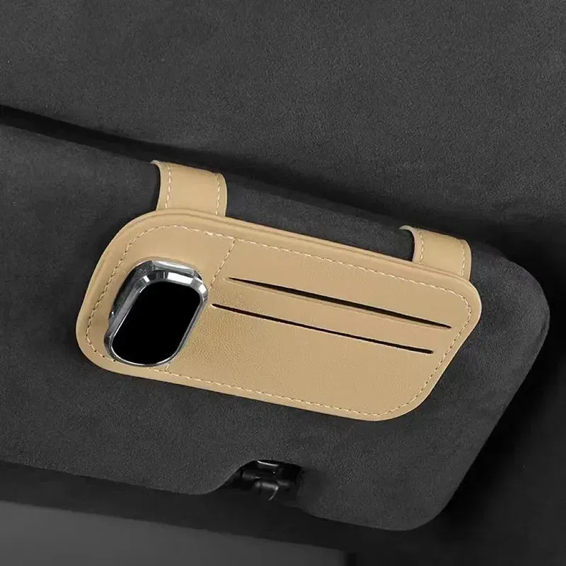 Color Name: GRAY - Multi-function Sunglasses Holder, Leather