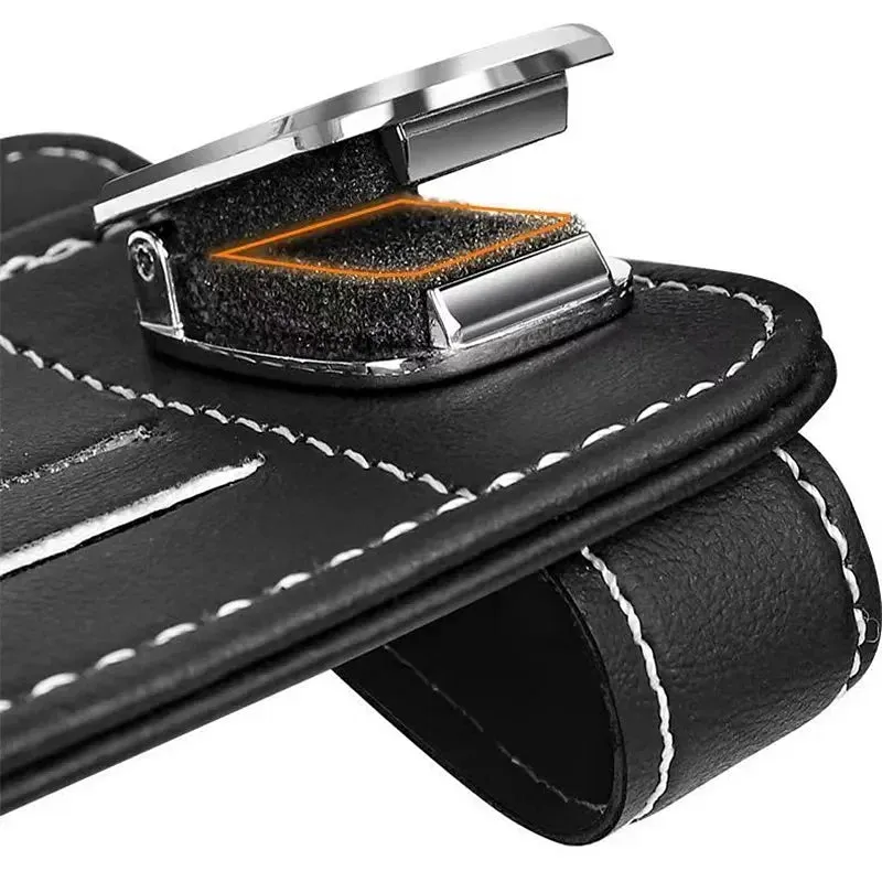 Color Name: GRAY - Multi-function Sunglasses Holder, Leather