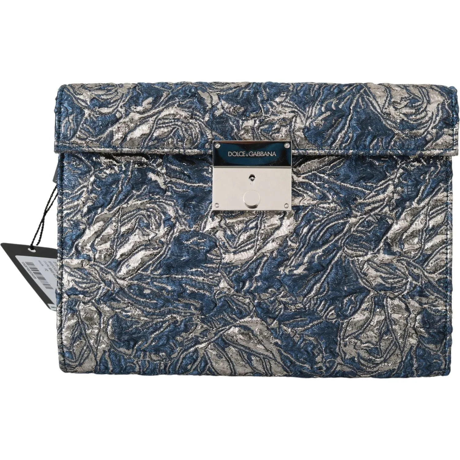 Dolce & Gabbana Elegant Blue Croc-Print Briefcase Clutch
