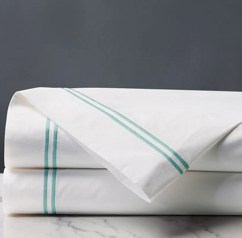 Double Striped Aqua Satin Stitch Sheet Set